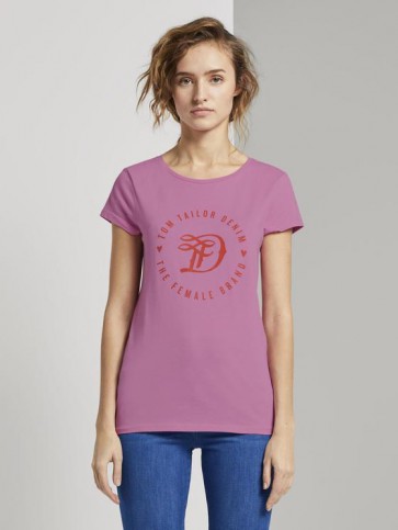 TOM TAILOR DENIM FEMALE T-SHIRT IN JERSEY CON STAMPA (ROSA)