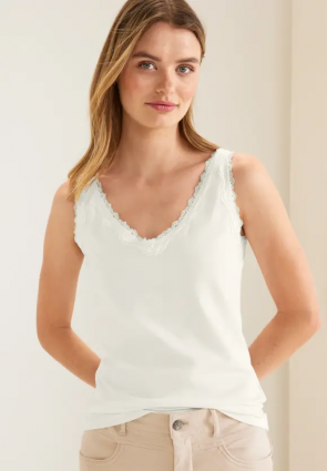 STREET ONE SHOP TOP BIANCO CON INSERTO IN PIZZO