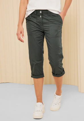 CECIL PANTALONI PAPERTOUCH CASUAL FIT VERDE OLIVA